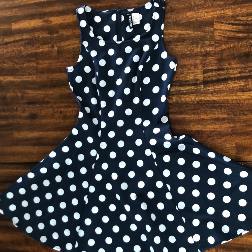 Blue and white polka dot flare dress!